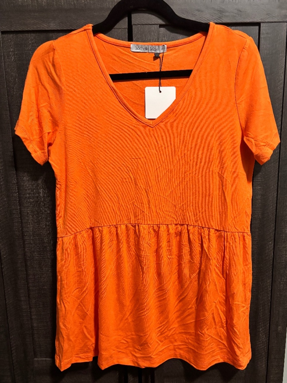 Michelle Mae Bright Orange Short Sleeve Top